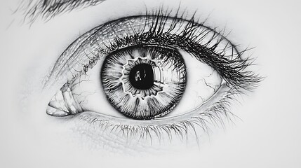 Obraz premium Artistic anatomical rendering of the eye with detailed focus on cornea and lens on white