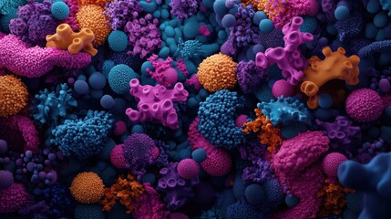 Obraz premium Artistic interpretation of cells vibrant colors for cancer day