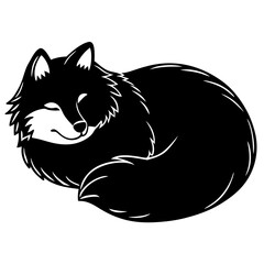 samoyed Dog Sleeping black silhouette vector,  silhouette Design vector icon with white background	