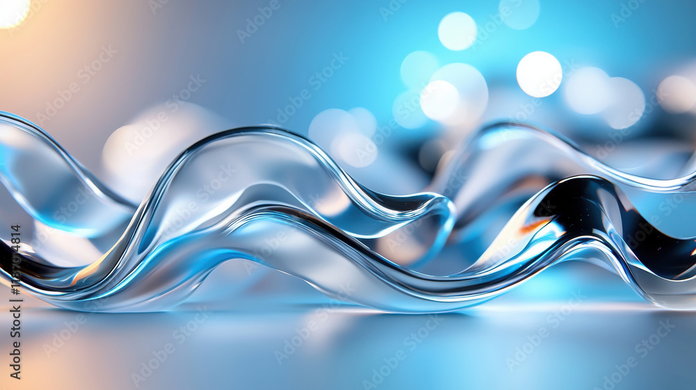 Aufkleber mesmerizing wave of transparent glass forms creates abstract composition, reflecting light beautiful