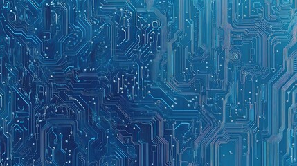 Detailed Blue Circuit Board with Electronic Lines and Patterns