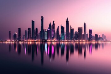 Obraz premium Modern cityscape celebration nighttime aesthetic for cancer day