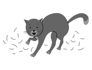 A cheerful cat is playing pranks. Scratching with claws. Cute pet. Animal life. Cartoon vector illustration isolated on white background