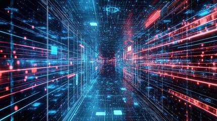 Futuristic Digital Space with Lines and Artificial Intelligence Elements