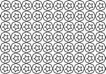 Black polygon and star pattern on white Background