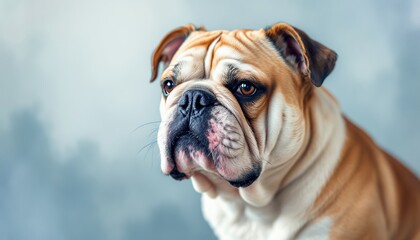 Fototapeta premium Adorable English Bulldog Portrait: A Close-Up Look at a Loyal Companion
