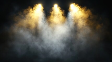 Fototapeta premium Mysterious Spotlight Beams Piercing Through Dense Smoke