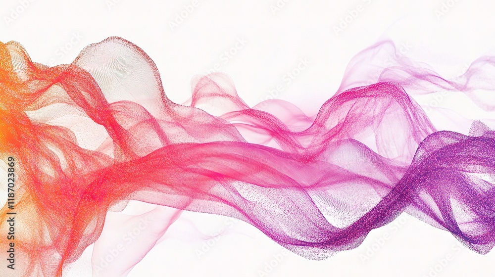 Poster abstract flowing digital particles with colorful lines and waves