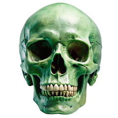 Obraz premium Green Skull Mysterious and slightly eerie human skull in vibrant green hue