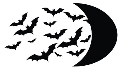 Naklejka premium Bats Swarming Across the Moon