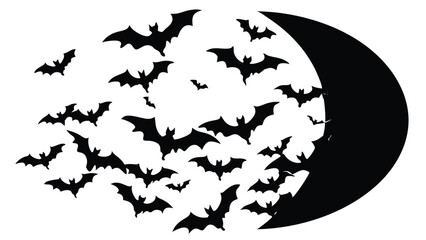 Fototapeta premium Bats Swarming Across the Moon