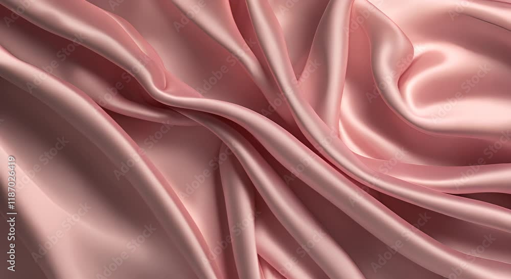 Poster luxurious soft pink satin fabric with smooth folds illuminated by a gentle light creating a warm ele