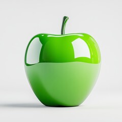 Bright Green Apple with Shiny Surface and Smooth Contours