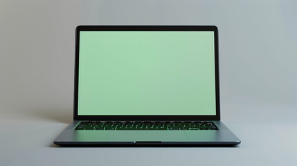 Silver Laptop 3D Render with Green Screen