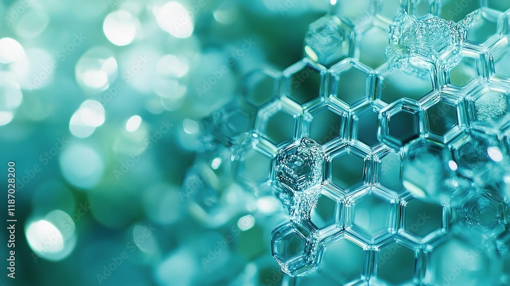 Poster medical technology hexagonal background with abstract lines and shapes