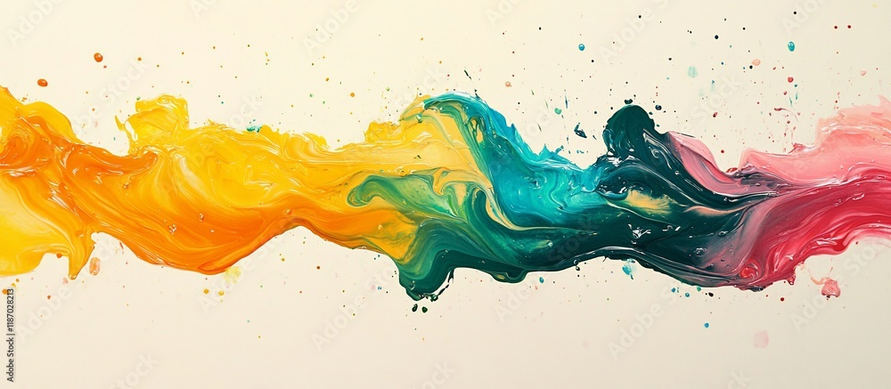 Wall mural Abstract Colorful Paint Flow: A Vibrant Swirl of Hues