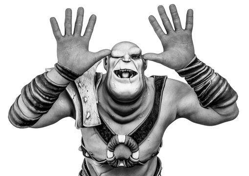 green orc cartoon is doing a terrifying pose