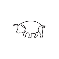 pig one line art, continuous line art, animal, illustrations	