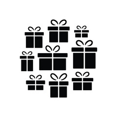 Christmas and birthday gift icon illustration