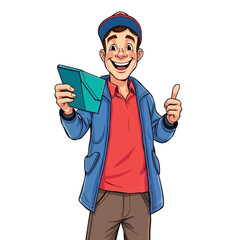 A smiling young delivery man Cartoon Vector Illustration isolated on a white background