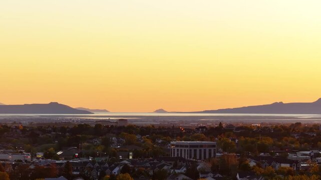 Beautiful Ogden Utah Sunset Looking West towards the Great Salt Lake 