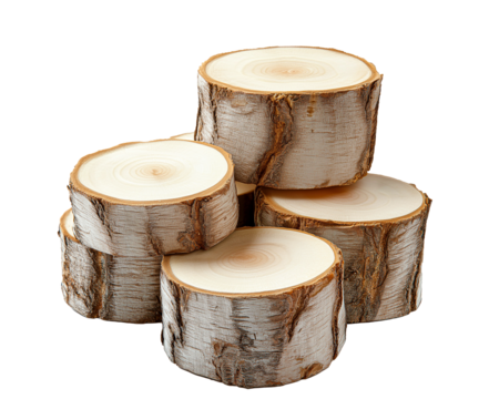 maple tree trunk cut stacked in a pile, fresh wood stump logs, cutout png