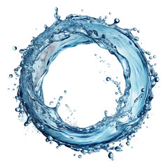 Round water splash in circle swirl isolated on transparent background  
