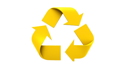 Recyclable Materials Yellow Recycling Symbol isolated on transparent background	