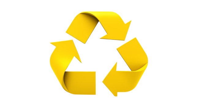 Recyclable Materials Yellow Recycling Symbol isolated on transparent background	 - Powered by Adobe