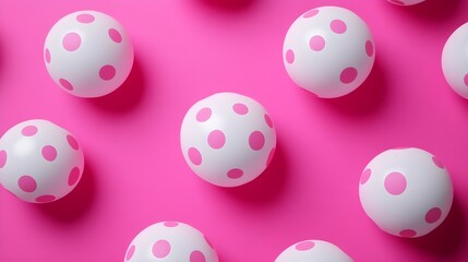 Polka Dots on White Balls Against Pastel Pink Background