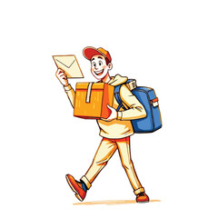 A smiling young delivery man Cartoon Vector Illustration isolated on a white background