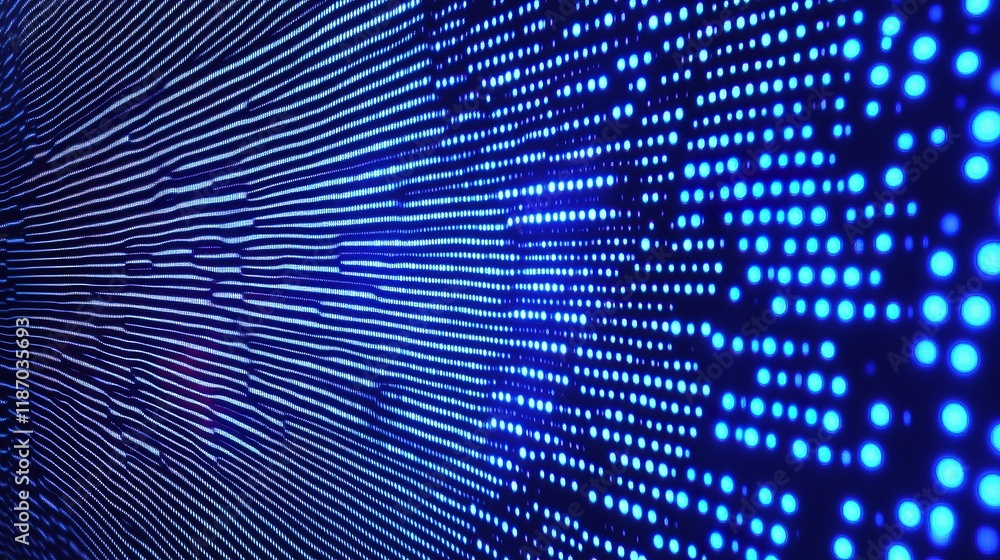 Aufkleber abstract blue digital pattern of dots and lines in pixel art style