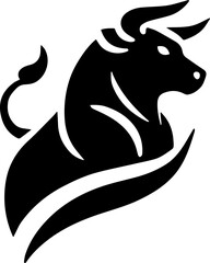 Bull, Taurus black logo silhouette vector illustration
