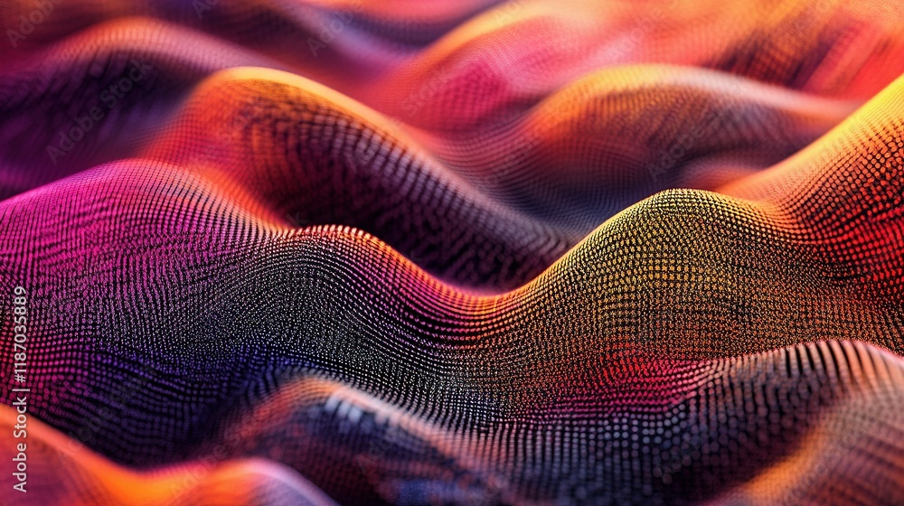 Aufkleber Abstract Digital Wave Patterns of Colorful Particles and Lines