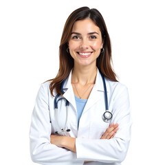 High-Quality PNG of Female Doctor Wearing Stethoscope, Isolated on Transparent Background