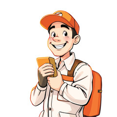 A smiling young delivery man Cartoon Vector Illustration isolated on a white background