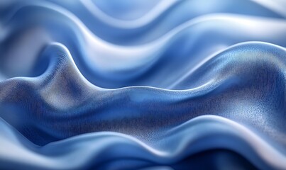 Obraz premium Blue Cloth with Abstract Wavy Lines and Reflective Light Creating a Stylish Effect