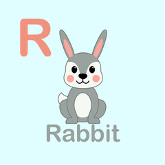 Minimalist Rabbit Illustration for Kids Alphabet