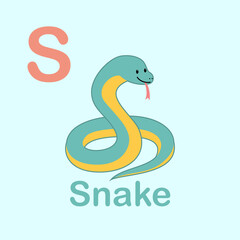 Minimalist Snake Illustration for Kids Alphabet