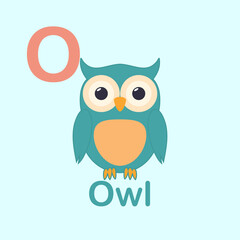 Minimalist Owl Illustration for Kids Alphabet