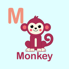 Minimalist Monkey Illustration for Kids Alphabet