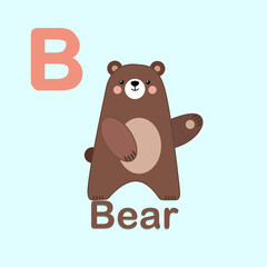 Minimalist Bear Illustration for Kids Alphabet