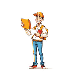 A smiling young delivery man Cartoon Vector Illustration isolated on a white background