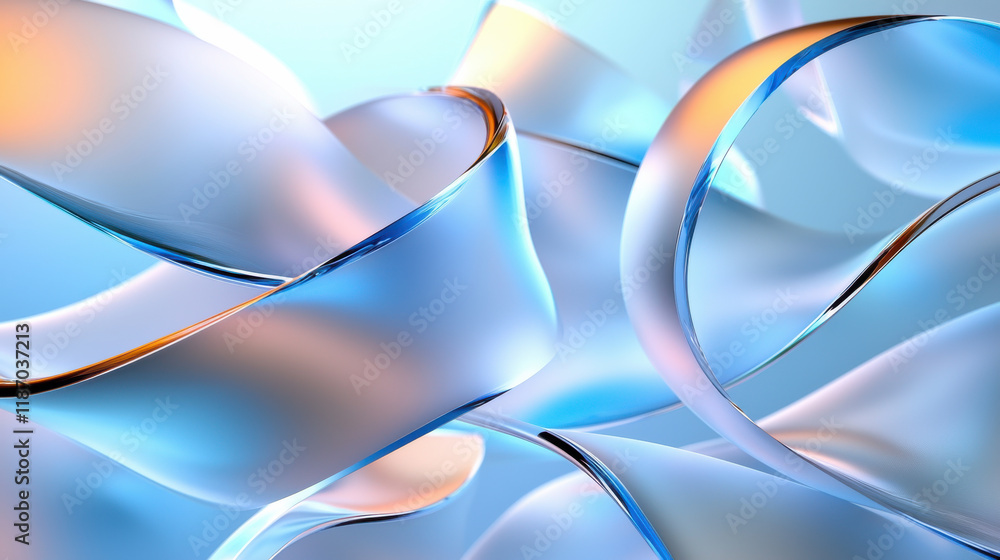 Fototapete dynamic interplay of angular abstract forms and soft gradients creates visually captivating composition. smooth curves and translucent layers evoke sense of fluidity and movement