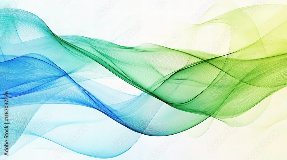 Poster abstract wave patterns in blue and green technology background design