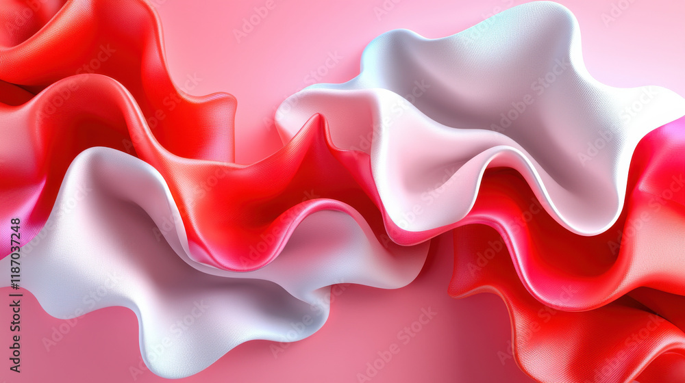 Aufkleber dynamic interplay of angular abstract forms and soft gradients creates visually striking composition in shades of red and white. flowing shapes evoke sense of movement and elegance