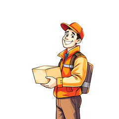 A smiling young delivery man Cartoon Vector Illustration isolated on a white background
