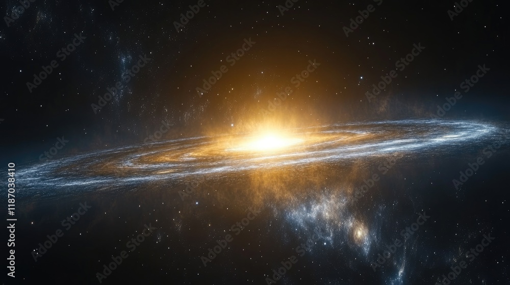 Poster cosmic galaxy background with bright starburst and spiral arms capturing the beauty of the universe 