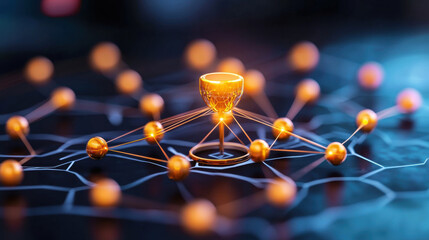 dynamic view of global market integration with interconnected nodes and glowing elements, symbolizing technology and networking