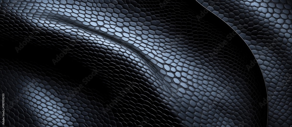 Poster dark grey and black abstract snakeskin texture with smooth curves and blank space for customizable t
